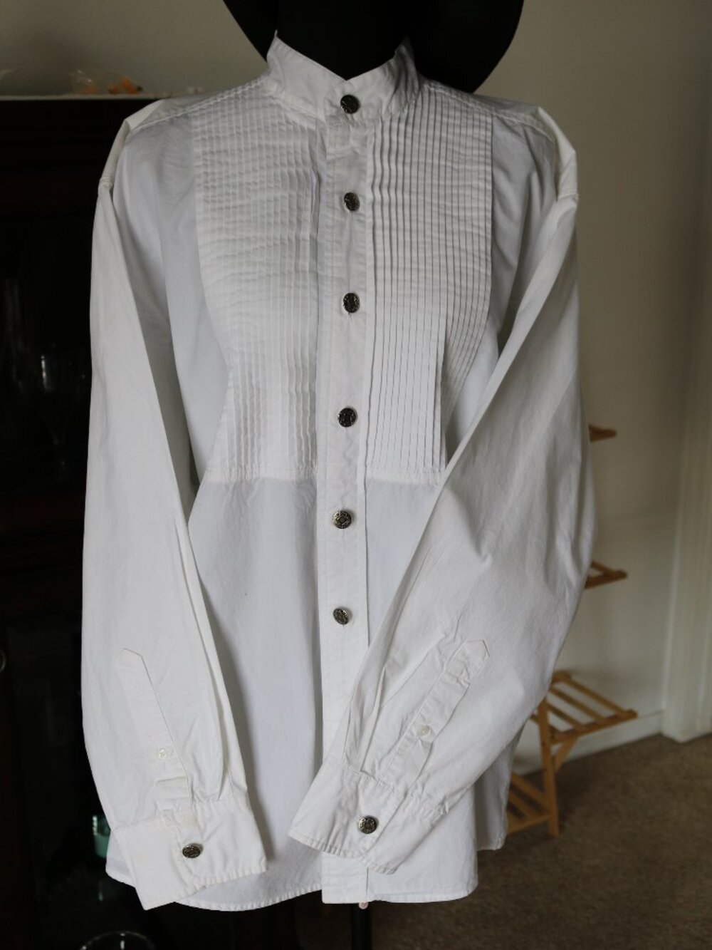Men's Western Style White Dress Shirt